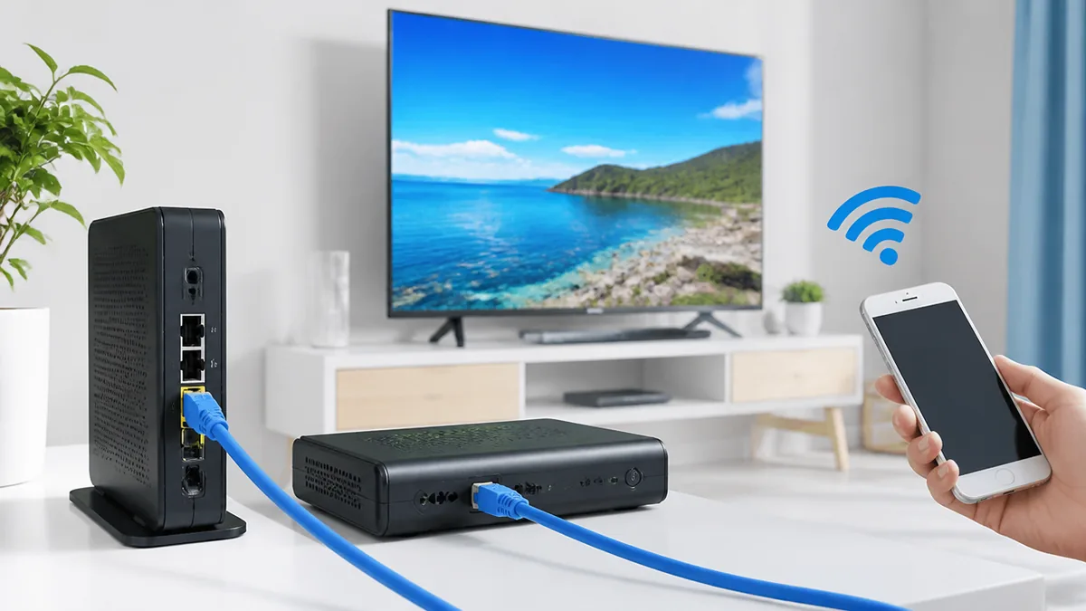 有線LANでテレビをネットに接続する手順の解説画像