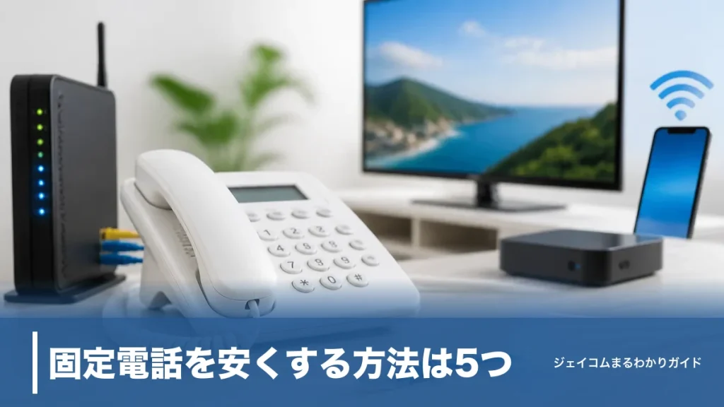 固定電話を安くする方法は5つ｜基本料2,090円を月550円に下げる乗り換え術と注意点のアイキャッチ画像