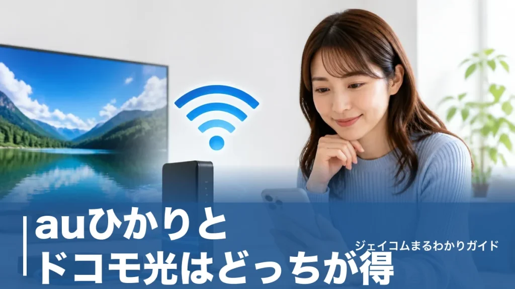 auひかりとドコモ光はどっちが得？料金・スマホ割・速度を7つの軸で徹底比較のアイキャッチ画像